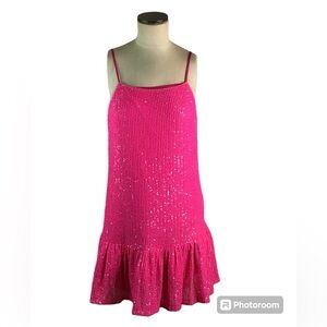 LDT Pink All Over Sequin Oversized Dress, Sz 4 , EUC